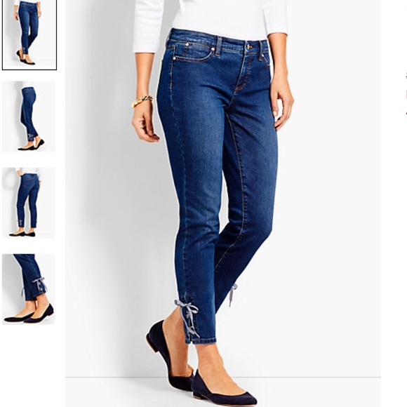 jeans with ties at ankle